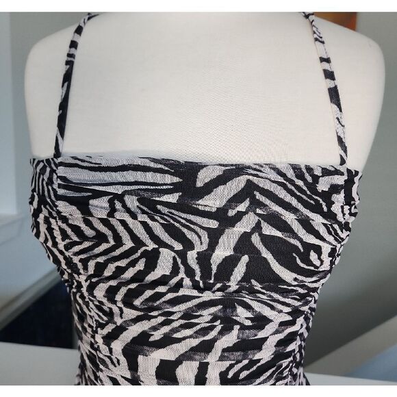 Topshop Black and White Zebra Mini Dress Size 6 NWT - Picture 2 of 4